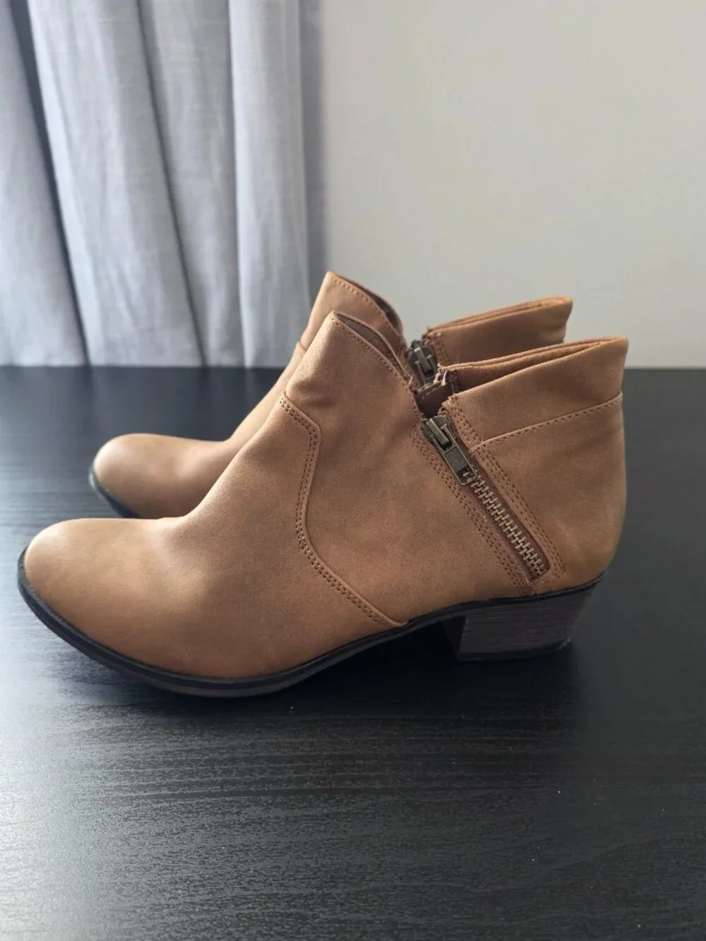American Rag Brown Zipper Detail Ankle Boot - Size 6.5